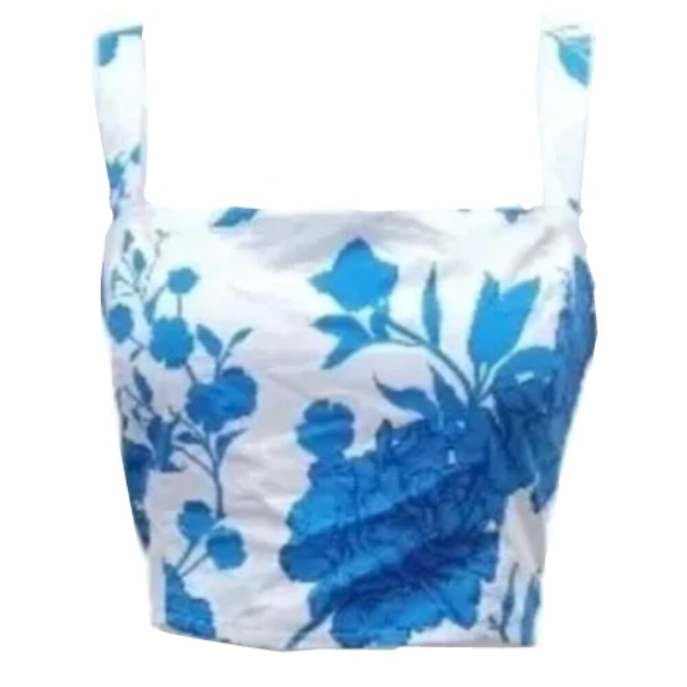 Brand New C by One Blue Floral Crop Top